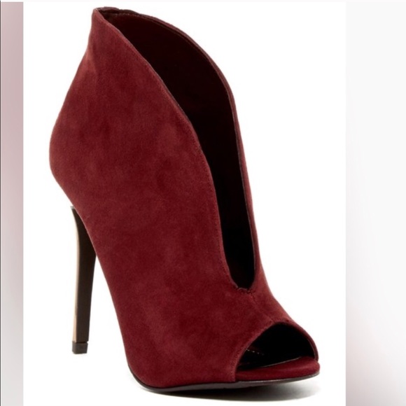 Fergie Rina, Wine Suede Peep Toe Heels - Picture 4 of 6